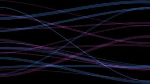 Abstract Blue and Pink Waves Intersecting Against Black Background Digital .. Stock Illustration