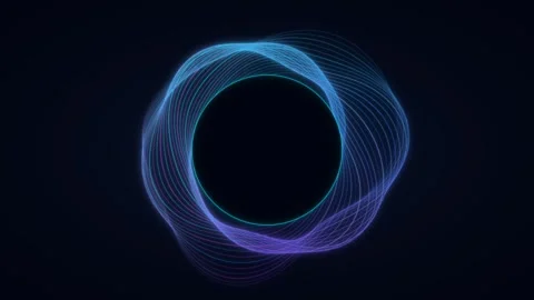 Abstract blue and purple circular energy waves on black background. 4K Stock-Footage 341847328