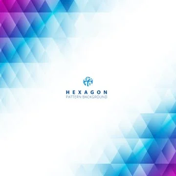 Abstract blue and purple gradient color geometric hexagon pattern on white ba Ilustração Stock