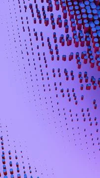Abstract Blue and Red Cylinders in 3D Geometric Composition Stock Illustration