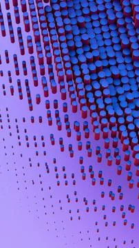 Abstract Blue and Red Cylinders in 3D Geometric Composition Illustrazione stock