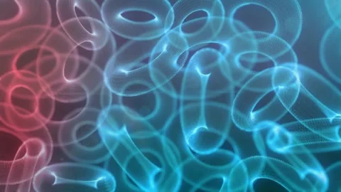 Abstract Blue and Red Glowing Curves in a Digital Space Video stock 305220602