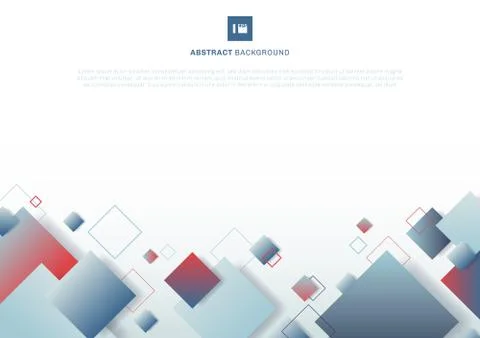 Abstract blue and red gradient color square geometric pattern on white backgr Stock Illustration