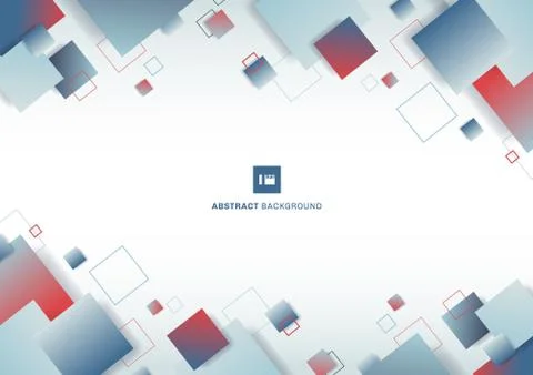 Abstract blue and red gradient color square geometric pattern on white backgr イラスト素材