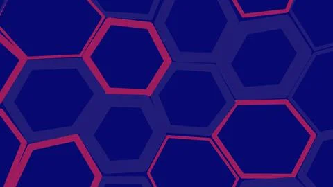 Abstract blue and red hexagon pattern background Illustrazione stock