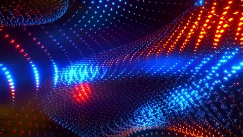 Abstract Blue and Red Lights Motion Graphics Background. Infinitely looped anima Stock Footage 258440549