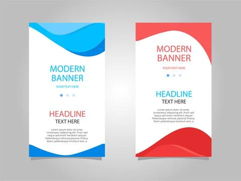 Abstract blue and red vertical banner set Stock Illustration