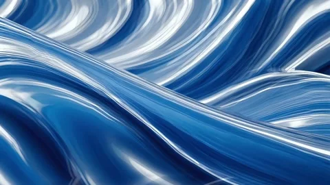 Abstract blue and silver marble liquid flow Vidéo 309873336
