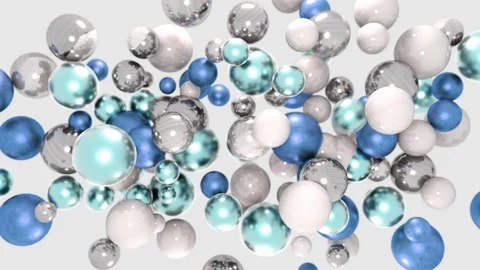 Abstract blue and silver texture balls shapes animation. 4k computer render foot Stock Footage 105054772