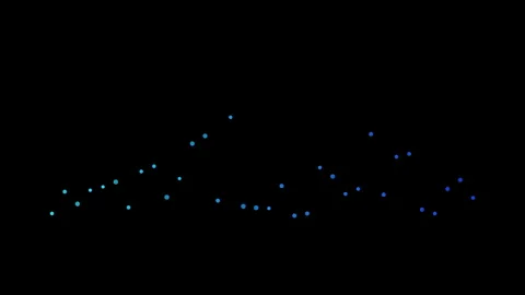 Abstract blue and teal dots moving in wave patterns on a black background r.. Stock Footage 344352680