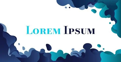 Abstract blue and teal fluid shapes on white background with text placeholder 库存插图