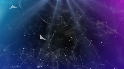 Abstract blue and violet motion waving dots texture with glowing defocused Stock Footage 112550056