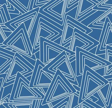 Abstract blue and white background with triangle motif, seamless line design Stock Illustration