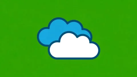 Abstract blue and white cloud icon animation on vibrant green background di.. Stock Footage 320816609