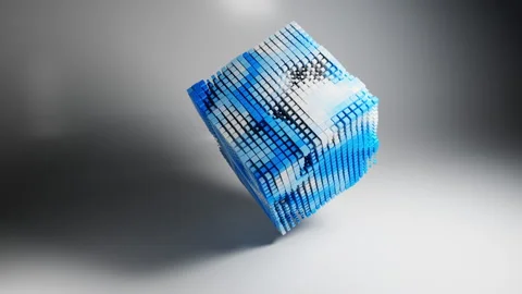 Abstract blue and white cube Stock Footage 169770470