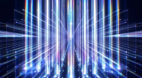 Abstract blue and white glowing fiber optic grid Stock Footage 331460686