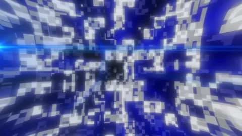 Abstract blue and white glowing pixel explosion with futuristic digital blo.. Stock Footage 336131479
