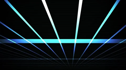 Abstract Blue and White Light Beams Converging in Darkness. Stock Footage 334411201
