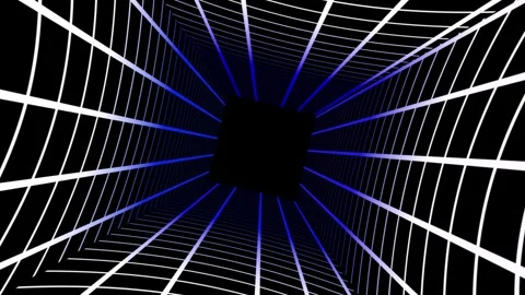 Abstract blue and white lines radiating on a black background Vídeo Stock 332978770