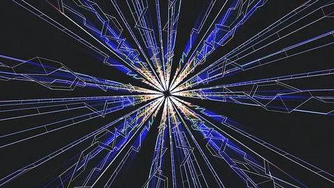 Abstract blue and white lines create a deep perspective tunnel Stockillustratie