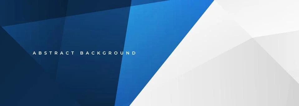 Abstract blue and white modern wide banner template with geometric shapes. Dark Stock Illustration
