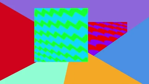 Abstract blue and white parallel abstract wave over abstract blue shapes on pink Video stock 316460348