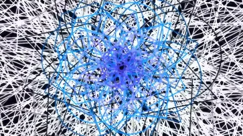 Abstract blue and white radial burst pattern of interconnected lines Stock Footage 342158654