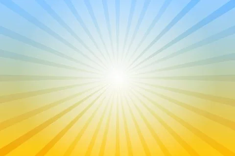 Abstract blue and yellow background with sun ray. Summer vector illustration Stock Illustration
