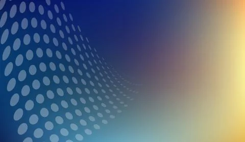 Abstract blue and yellow background with dynamic curved dotted patterns for Stock Illustration