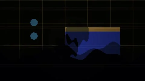 Abstract Blue and Yellow Geometric Shapes on Black Background with Grid. Stock Footage 334410775