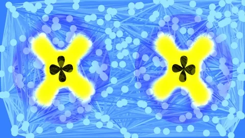 Abstract Blue and Yellow Particle Network Connection Technology Background Stock Footage 335604237