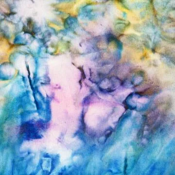 Abstract blue and yellow pattern on silk batik textile background - abstra... 스톡 사진