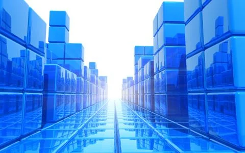 Abstract blue architectural background Stock Illustration