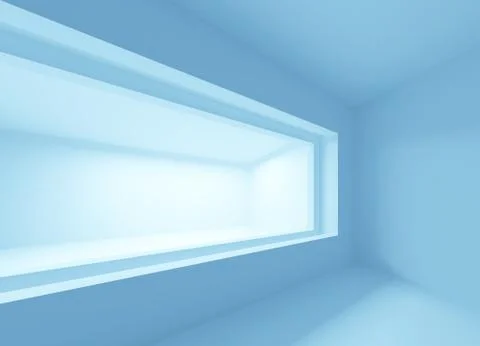 Abstract blue architecture background. Empty 3d interior with window frame Illustrazione stock
