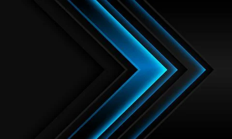 Abstract blue arrow shadow direction on black metallic with grey blank space Stock Illustration