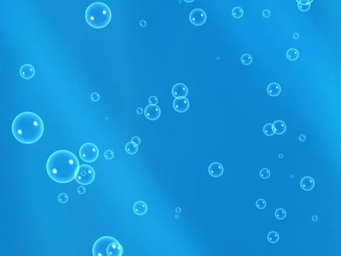 Abstract blue background with 3d bubbles, floating upwards Stock Illustration