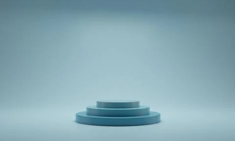 Abstract blue background. 3d rendering with podium. Minimal blue scene. Stock Illustration