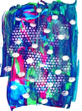 Abstract blue background. Acrylic texture with elements of mixed media techni Stock Photos