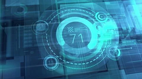 Abstract blue background with array of infographics. Stock Footage 138839906