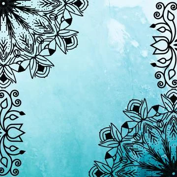 Abstract blue background beautified by mandala design Stock Illustration