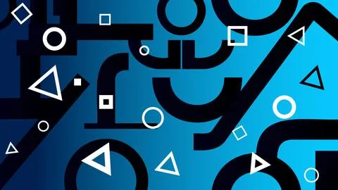 Abstract blue background with black and white geometric shapes, abstract イラスト素材