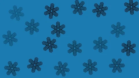 Abstract Blue Background with Black Geometric Floral Pattern Shapes Stock Footage 344875503