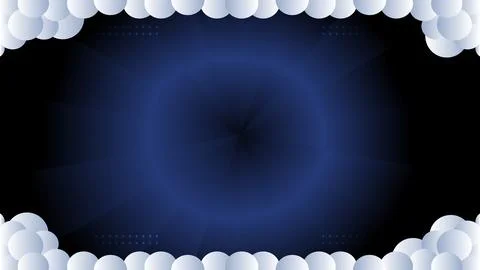 Abstract Blue Background with Circular Burst and Border of Cloud Shapes 스톡 일러스트