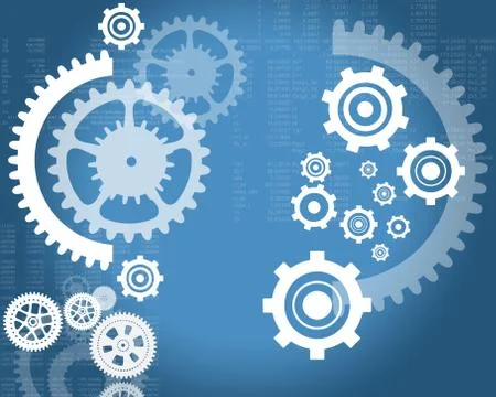 Abstract blue background with cogs Stock Illustration