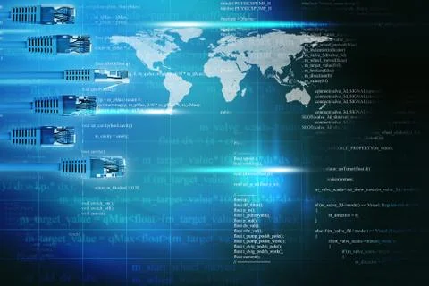 Abstract blue background with computer cables Stockillustratie