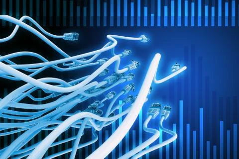 Abstract blue background with computer cables Illustrazione stock