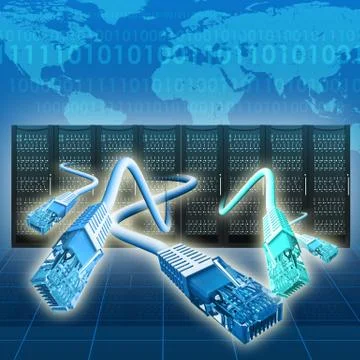 Abstract blue background with computer cables Illustrazione stock