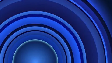 Abstract blue background with concentric circles and radial wave patterns Stock Illustration