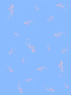 Abstract blue background with decorative pink leaves Stock Illustration