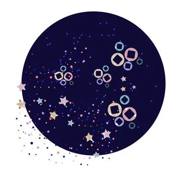 Abstract blue background with different colored small elements. Ilustración de archivo